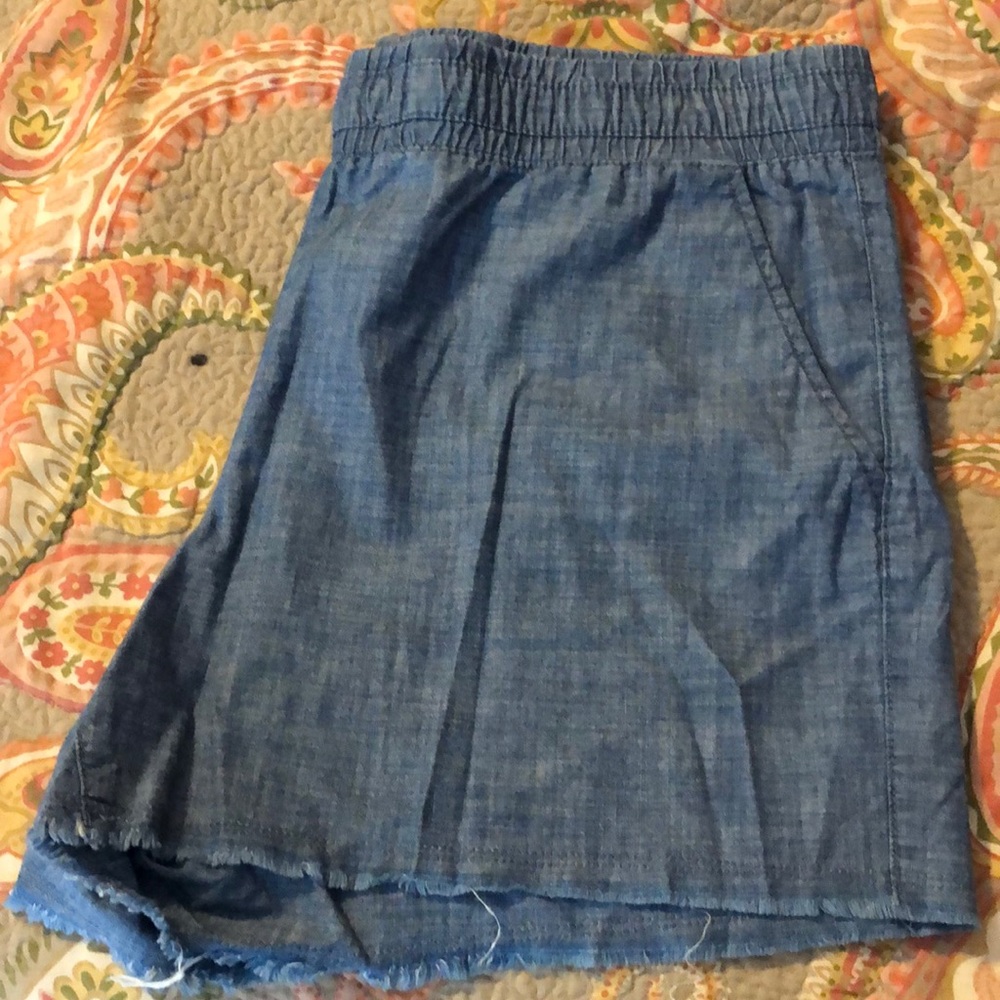 Linen jean shorts